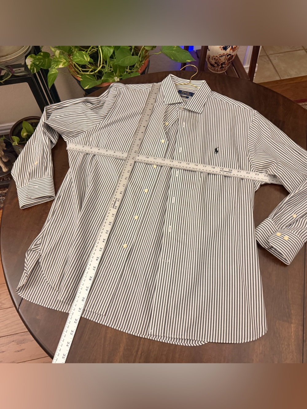 Polo by Ralph Lauren White and Navy Striped Dress Shirt